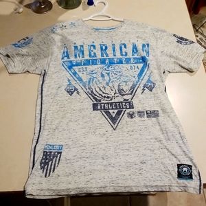 American Fighter XL Grey and Blue Short Sleeve Buckle Exclusive Shirt. NEW